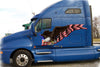 bald eagle american flag decal on blue semi truck